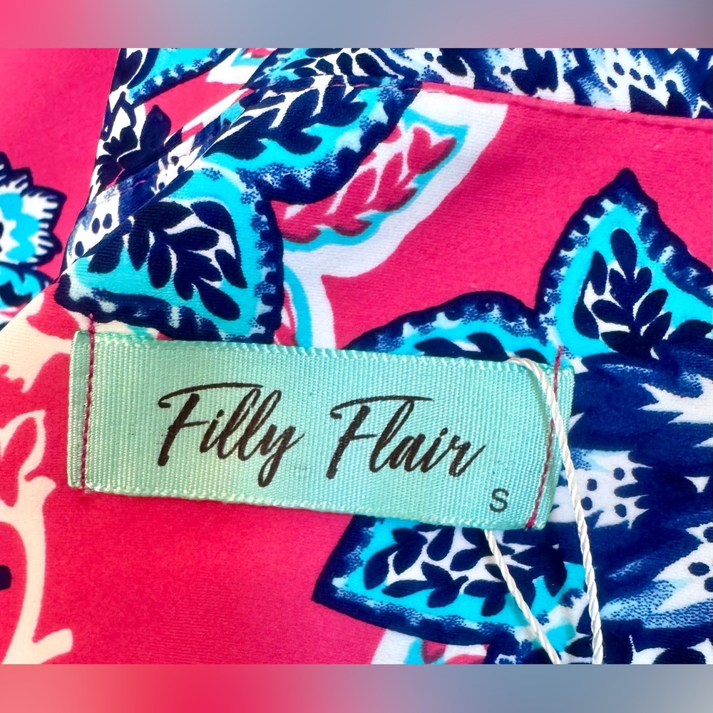 Filly Flair Pink and Teal/Blue Floral Dress - Picture 7 of 7